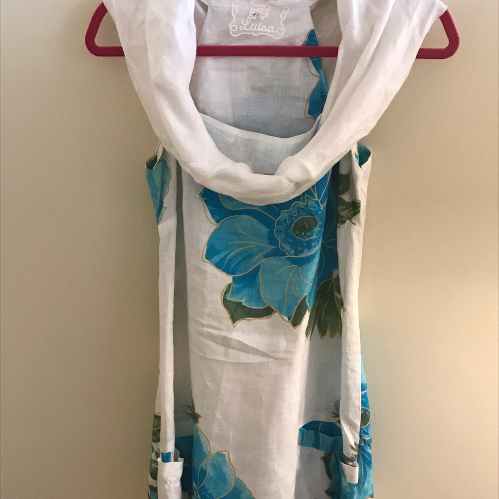 100%  Linen Floral dress.